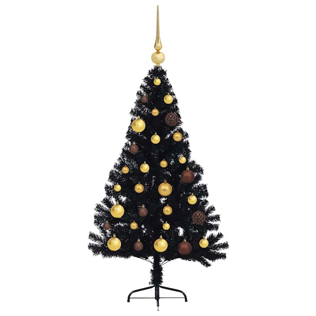 Albero di Natale artificiale con luci integrate Nero 120 cm PVC