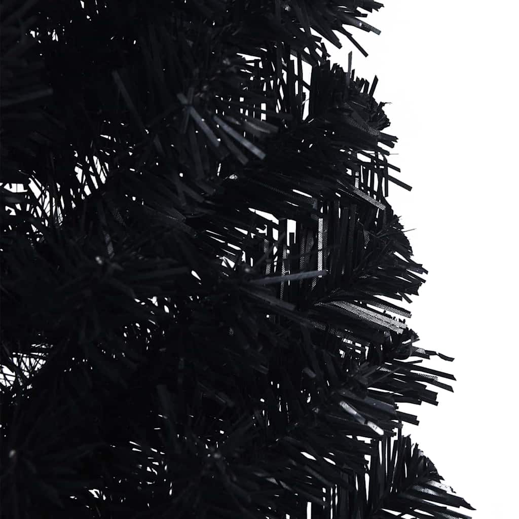 Albero di Natale artificiale con luci integrate Nero 120 cm PVC