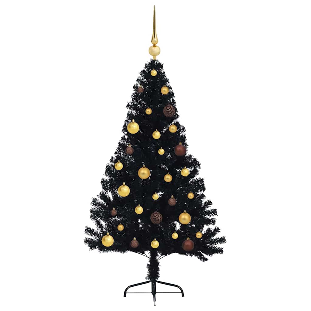 Albero di Natale artificiale con luci integrate Nero 150 cm PVC