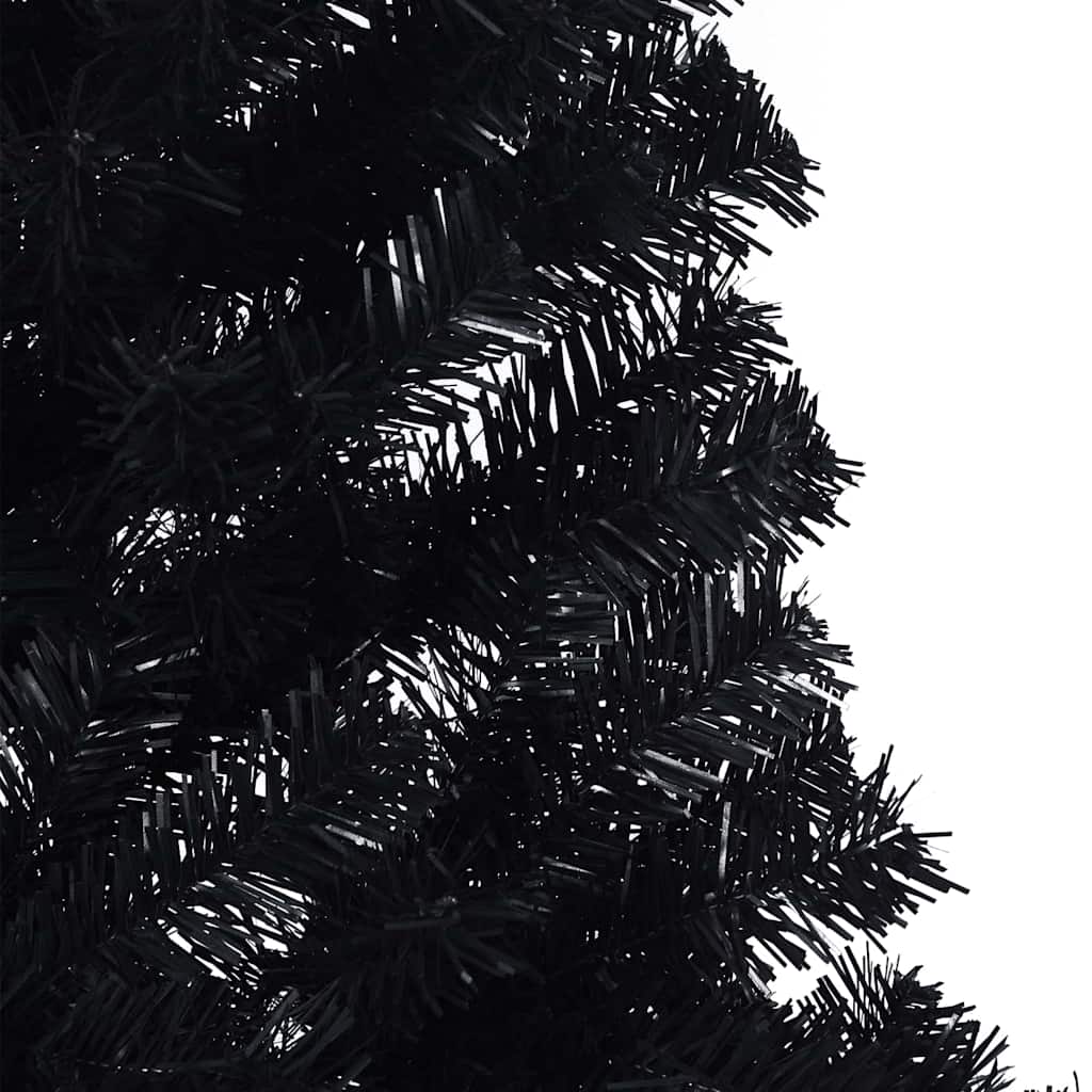 Albero di Natale artificiale con luci integrate Nero 180 cm PVC