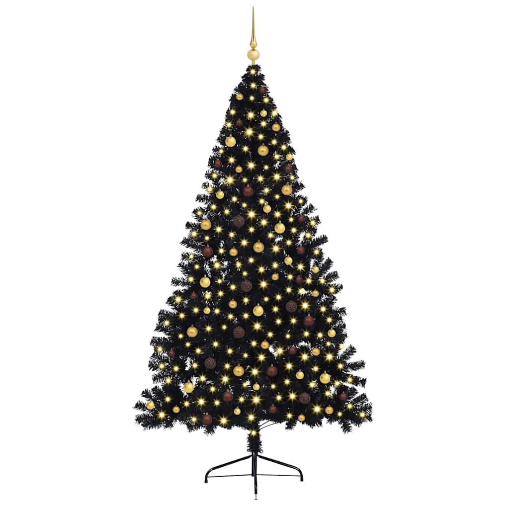 Albero di Natale artificiale con luci integrate Nero 240 cm PVC