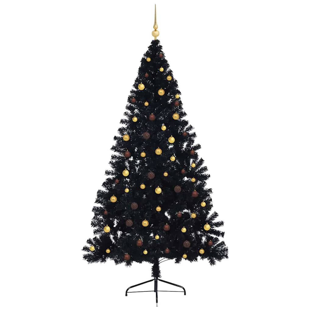 Albero di Natale artificiale con luci integrate Nero 240 cm PVC