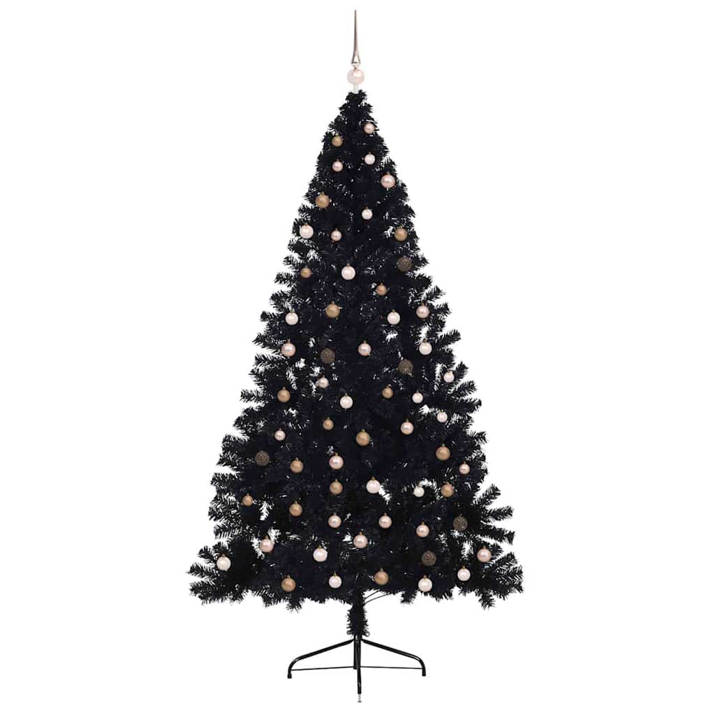 Albero di Natale artificiale con luci integrate Nero 240 cm PVC