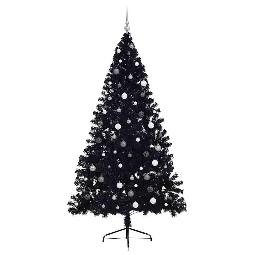 Albero di Natale artificiale con luci integrate Nero 240 cm PVC