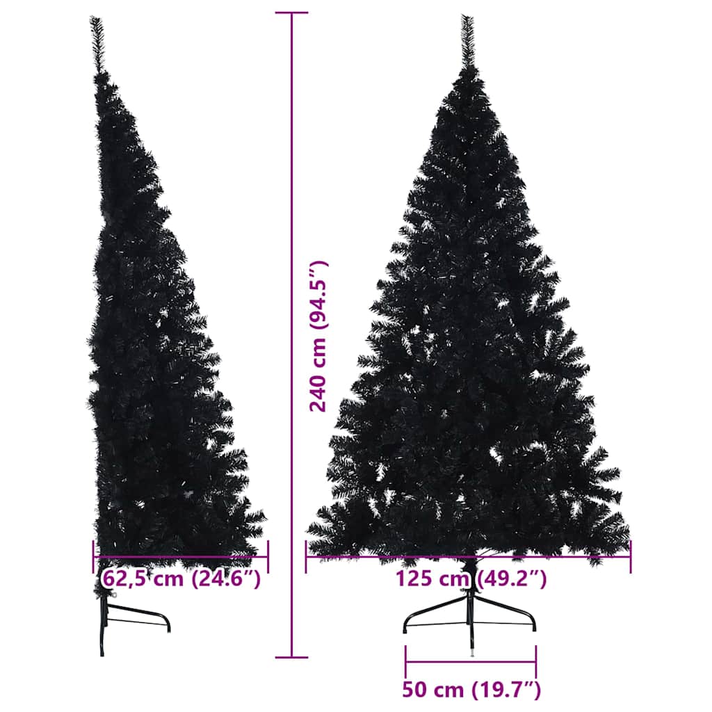 Albero di Natale artificiale con luci integrate Nero 240 cm PVC
