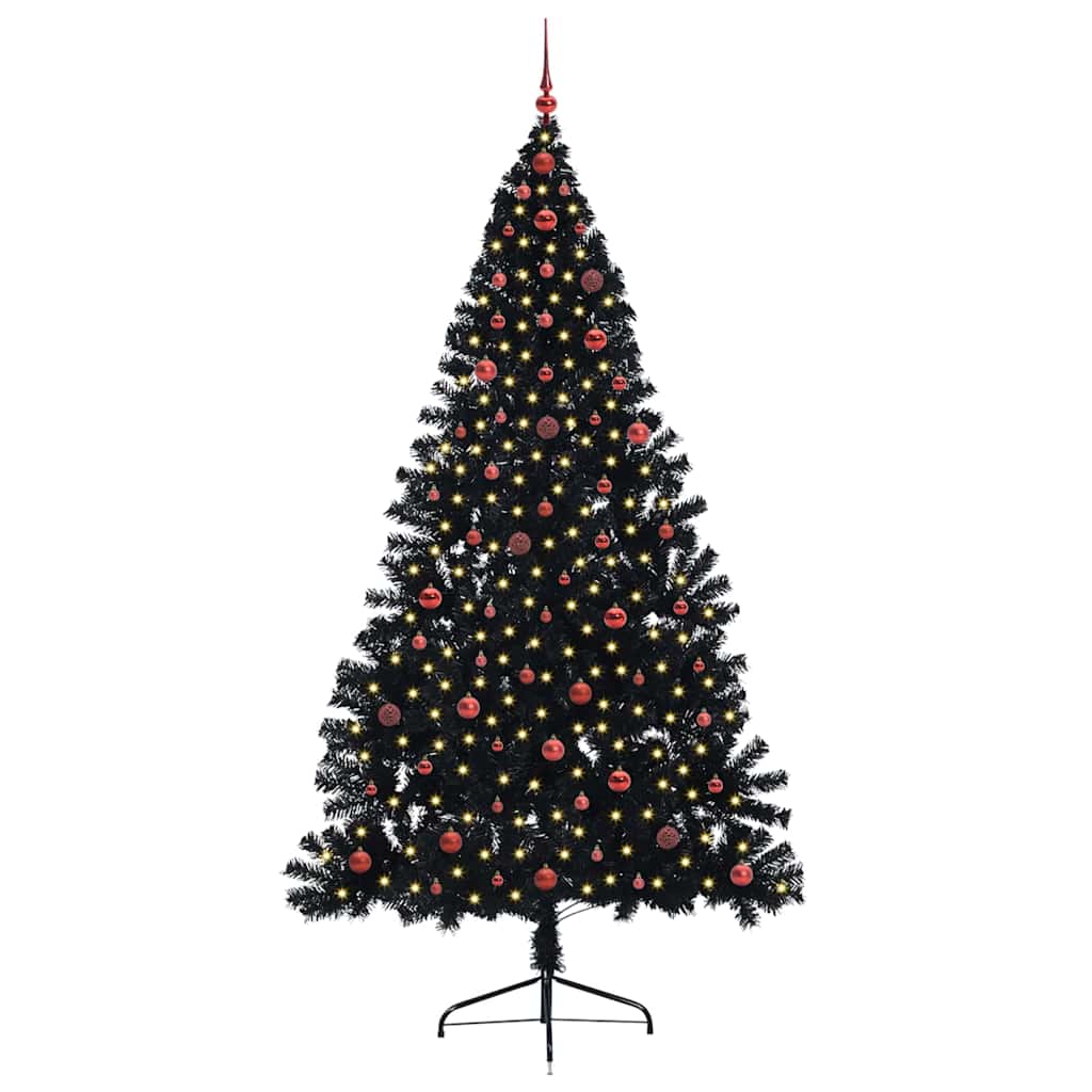 Albero di Natale artificiale con luci integrate Nero 240 cm PVC