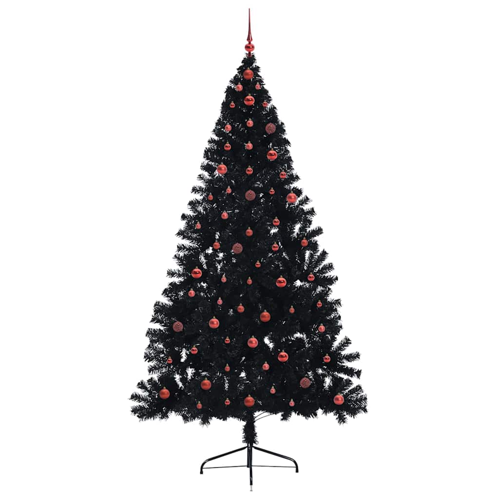 Albero di Natale artificiale con luci integrate Nero 240 cm PVC