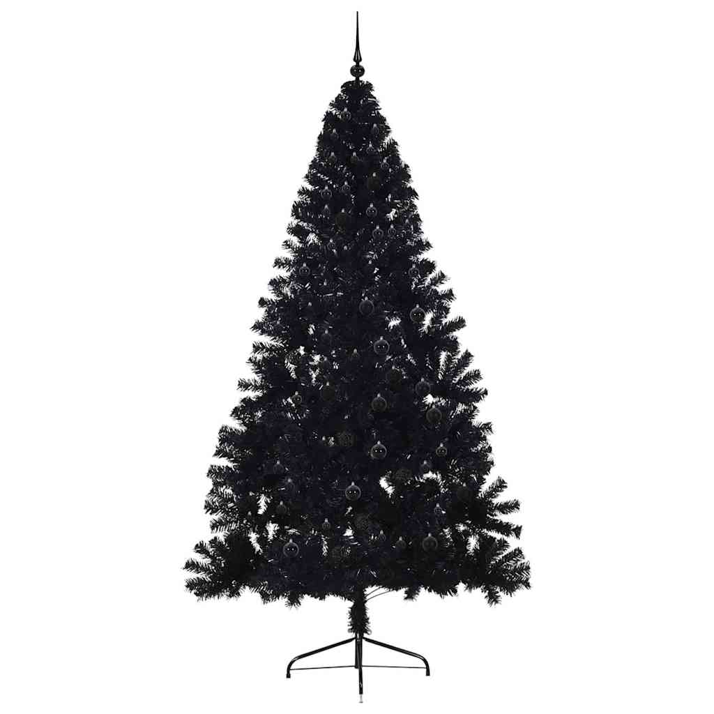 Albero di Natale artificiale con luci integrate Nero 240 cm PVC