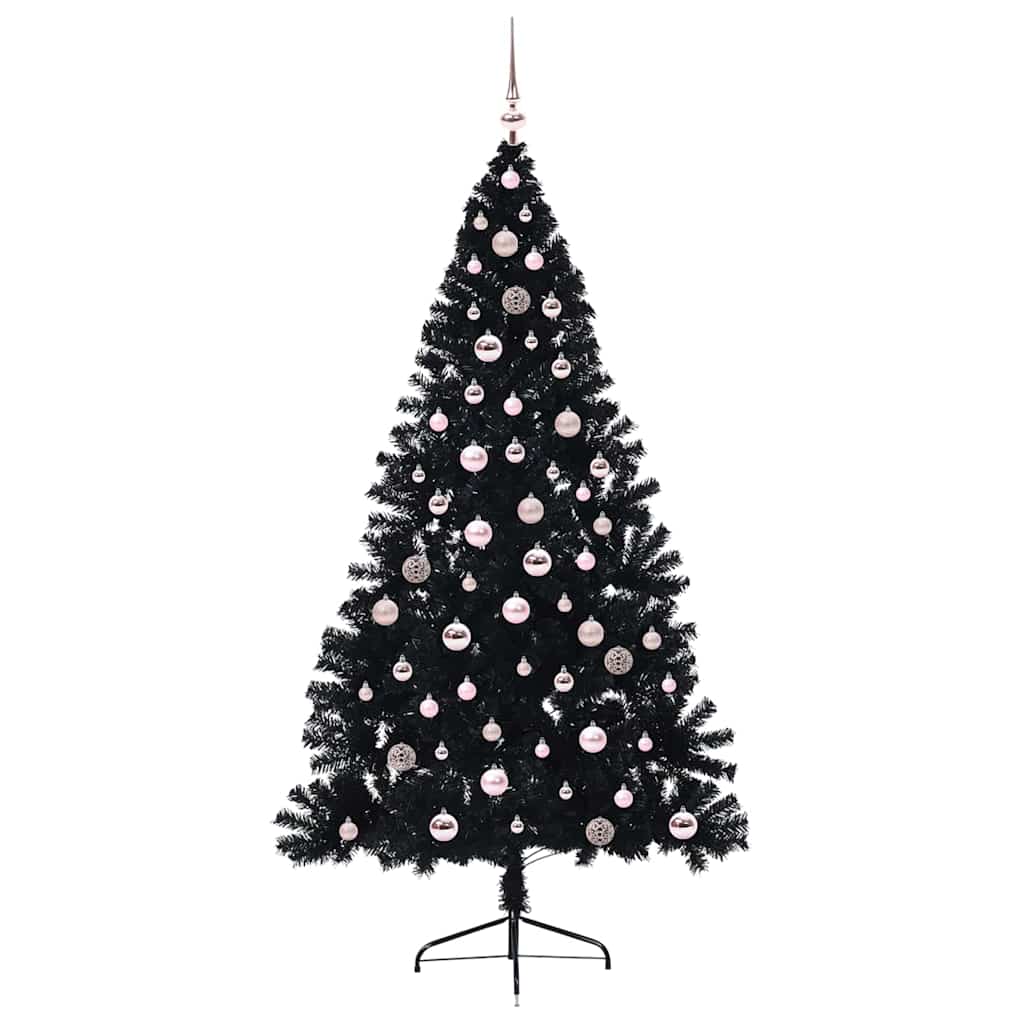 Albero di Natale artificiale con luci integrate Nero 240 cm PVC