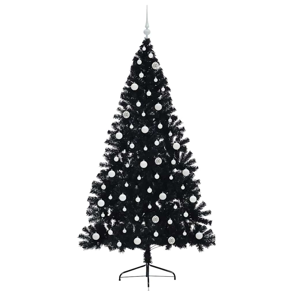 Albero di Natale artificiale con luci integrate Nero 240 cm PVC