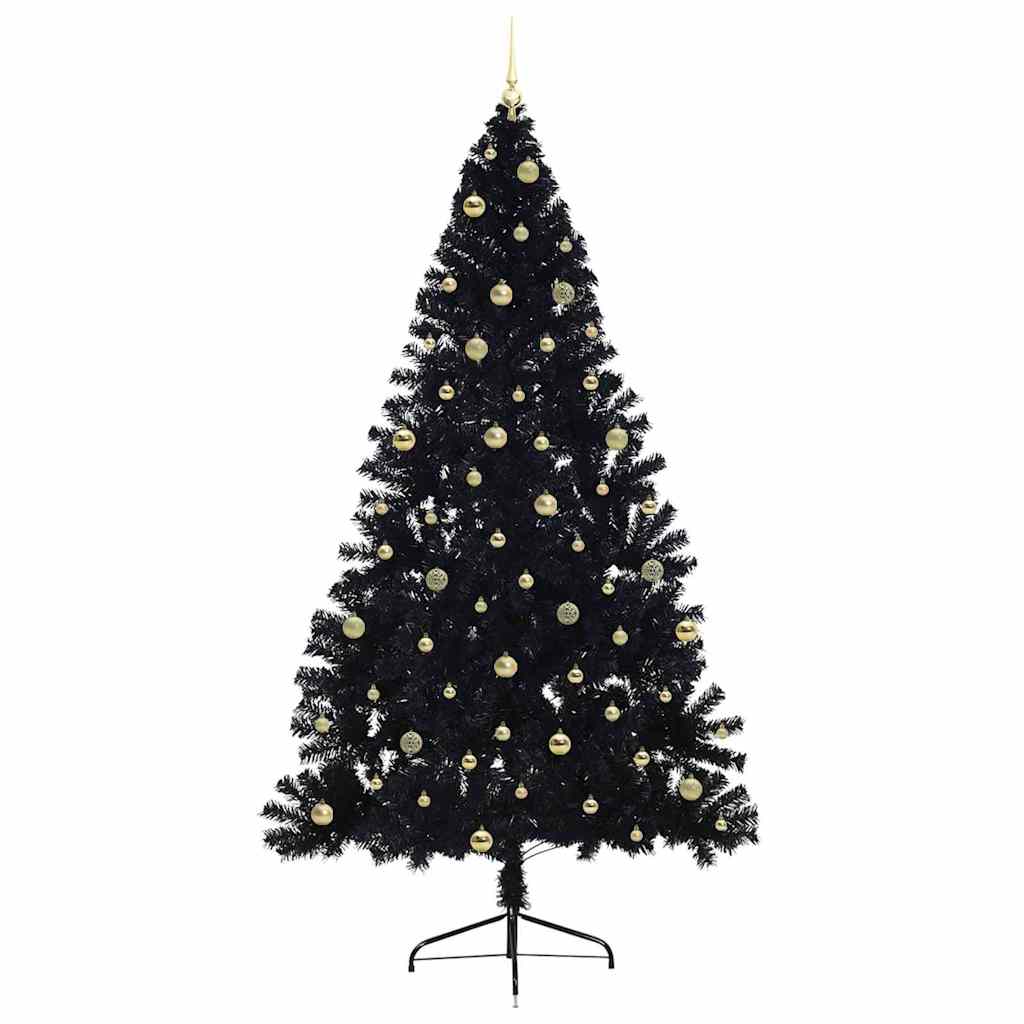 Albero di Natale artificiale con luci integrate Nero 240 cm PVC