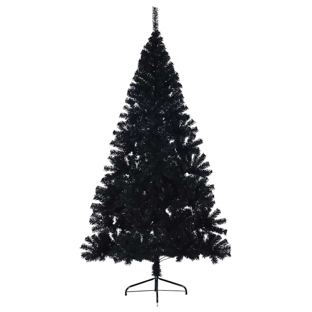 Albero di Natale artificiale con luci integrate Nero 240 cm PVC