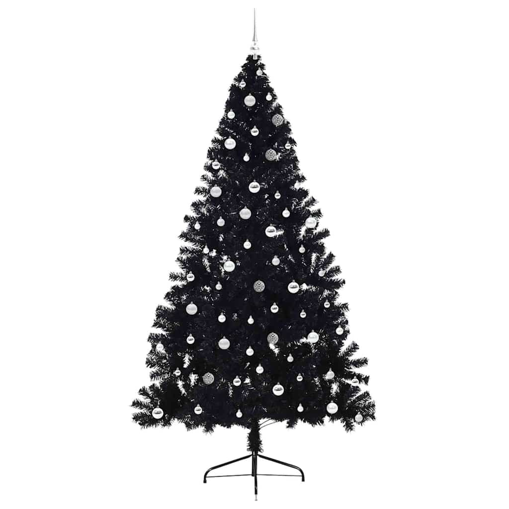 Albero di Natale artificiale con luci integrate Nero 240 cm PVC