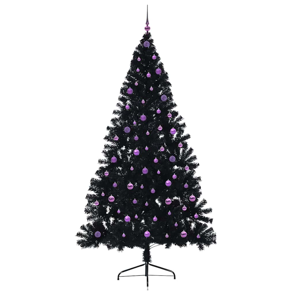Albero di Natale artificiale con luci integrate Nero 240 cm PVC