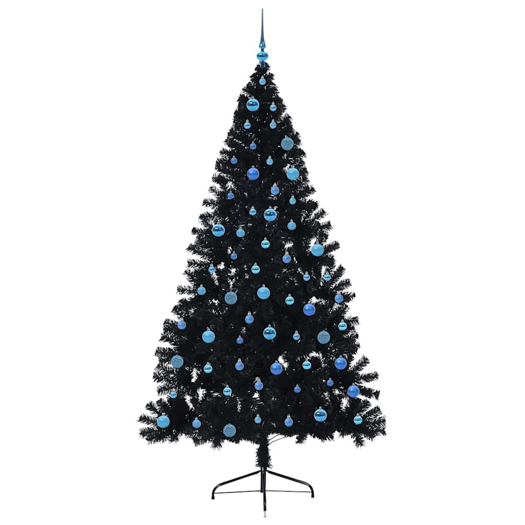 Albero di Natale artificiale con luci integrate Nero 240 cm PVC
