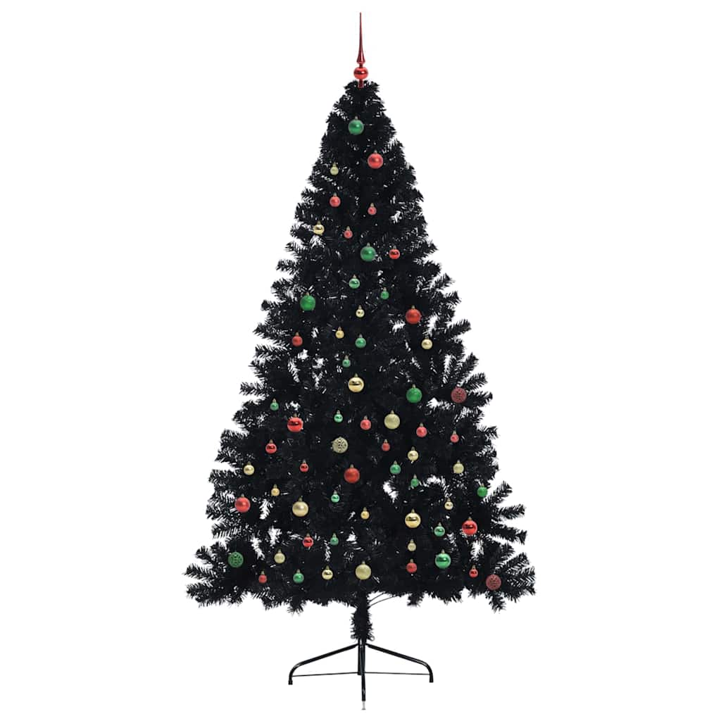 Albero di Natale artificiale con luci integrate Nero 240 cm PVC