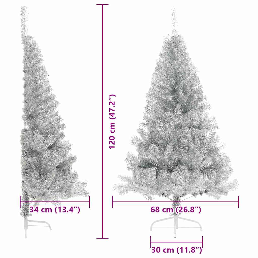 Albero di Natale artificiale con luci integrate Argento 120 cm