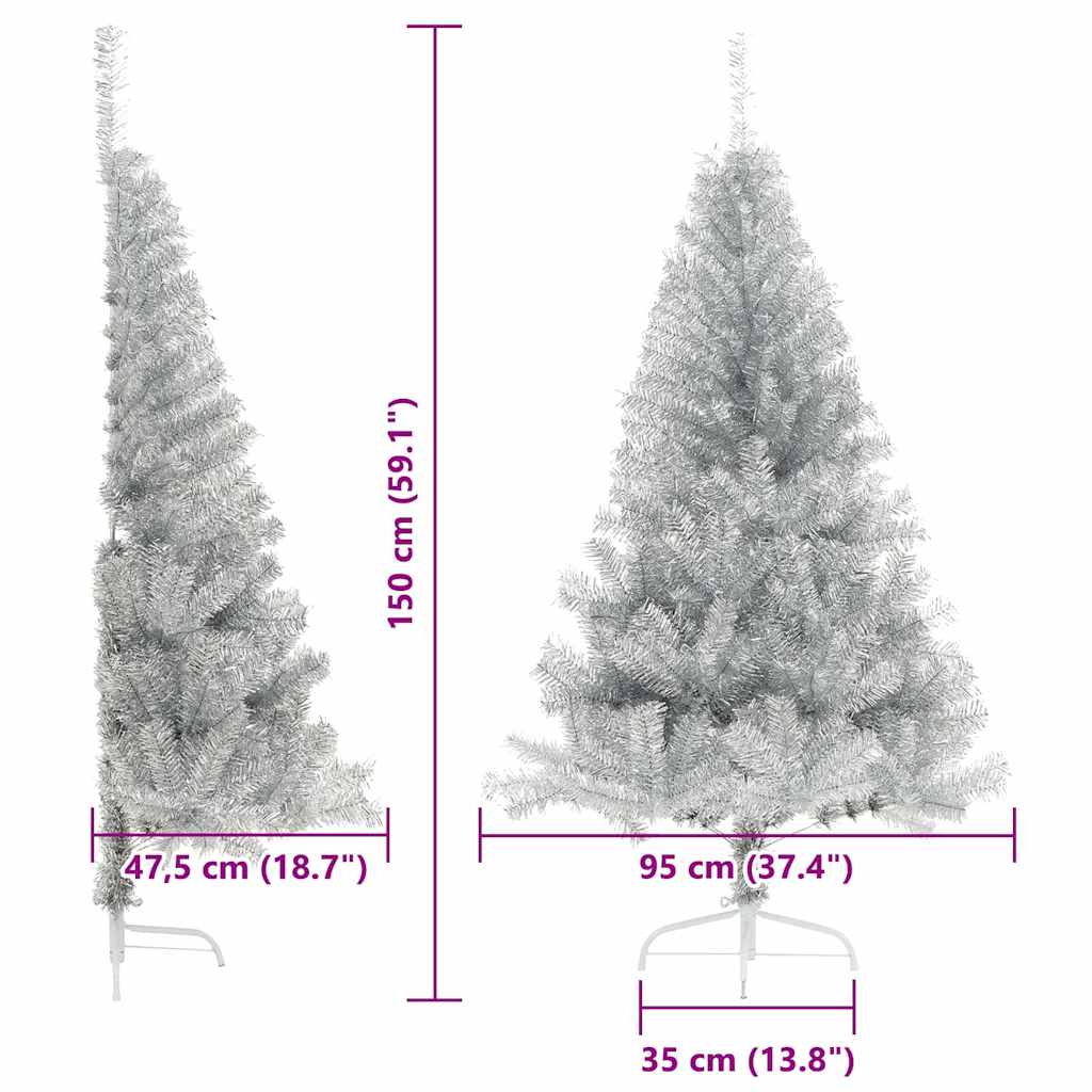 Albero di Natale artificiale con luci integrate Argento 150 cm