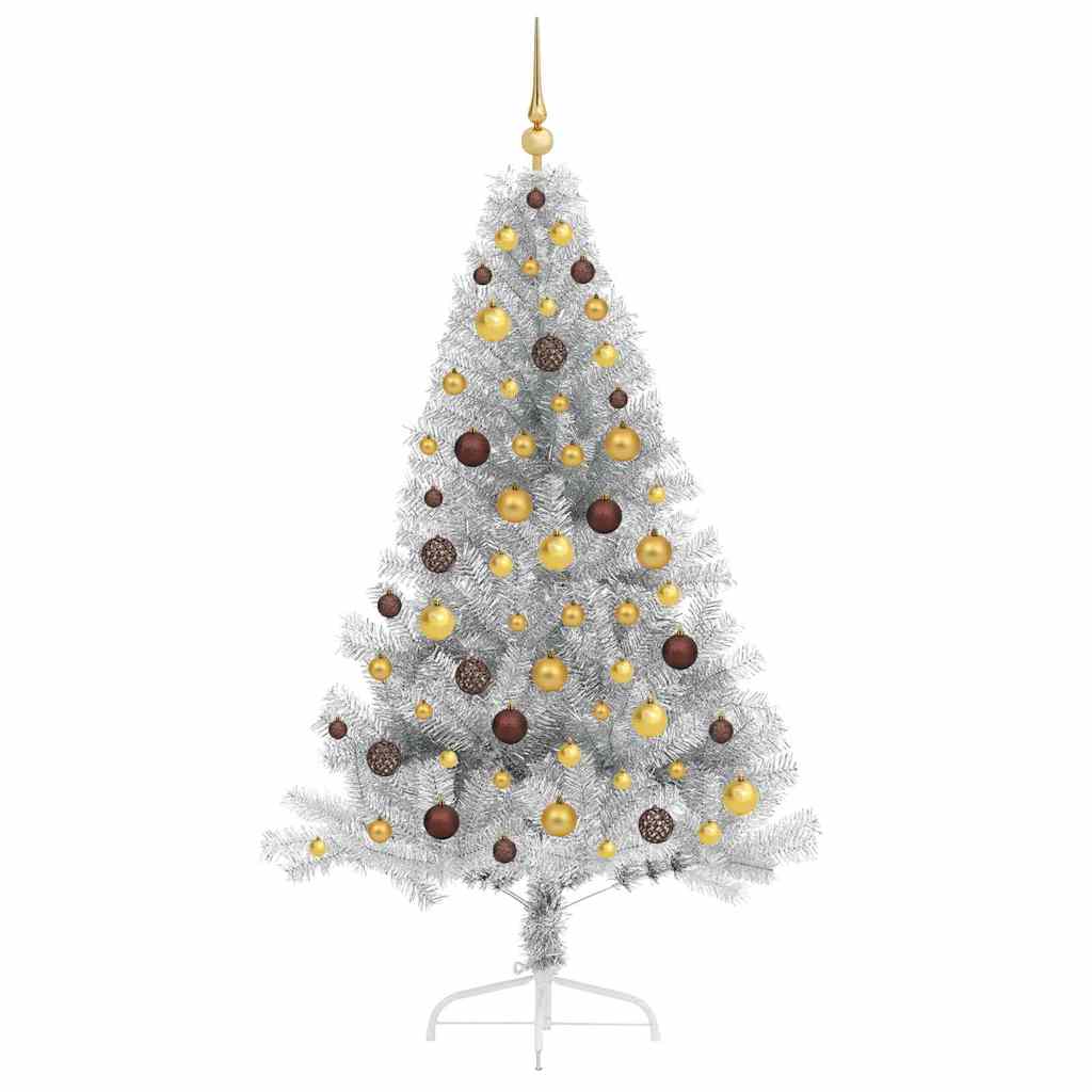 Albero di Natale artificiale con luci integrate Argento 180 cm