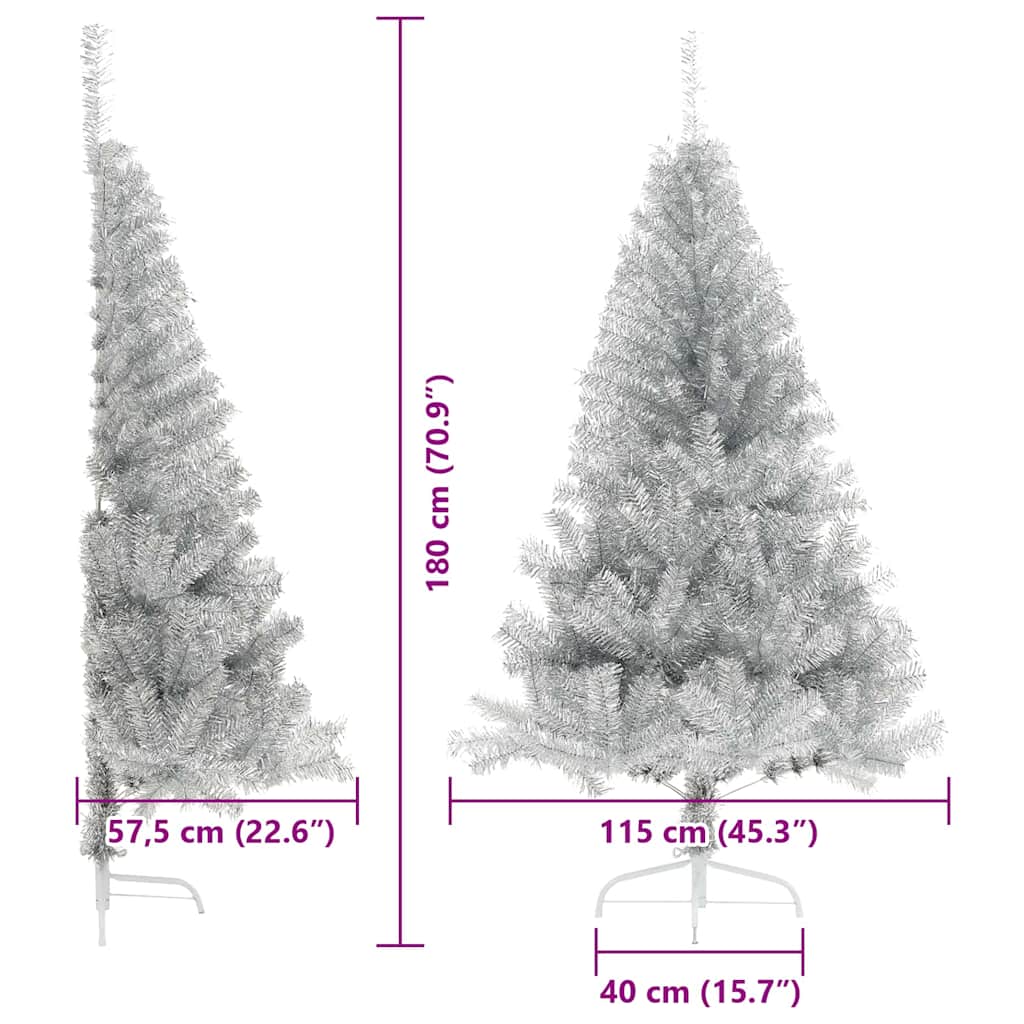 Albero di Natale artificiale con luci integrate Argento 180 cm