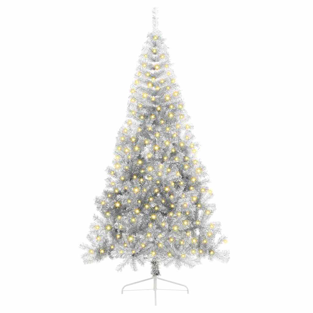 Albero di Natale artificiale con luci integrate Argento 210 cm