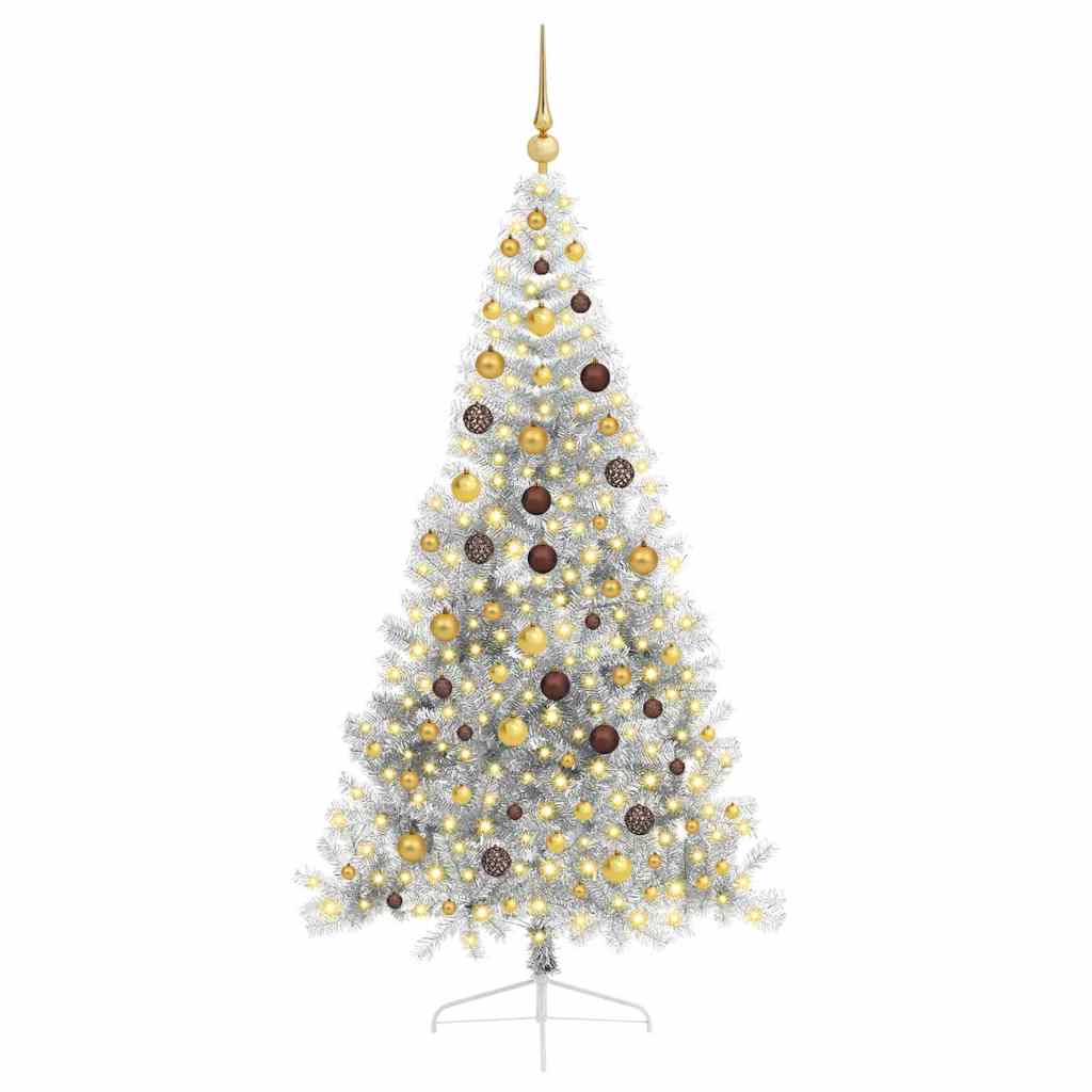 Albero di Natale artificiale con luci integrate Argento 210 cm