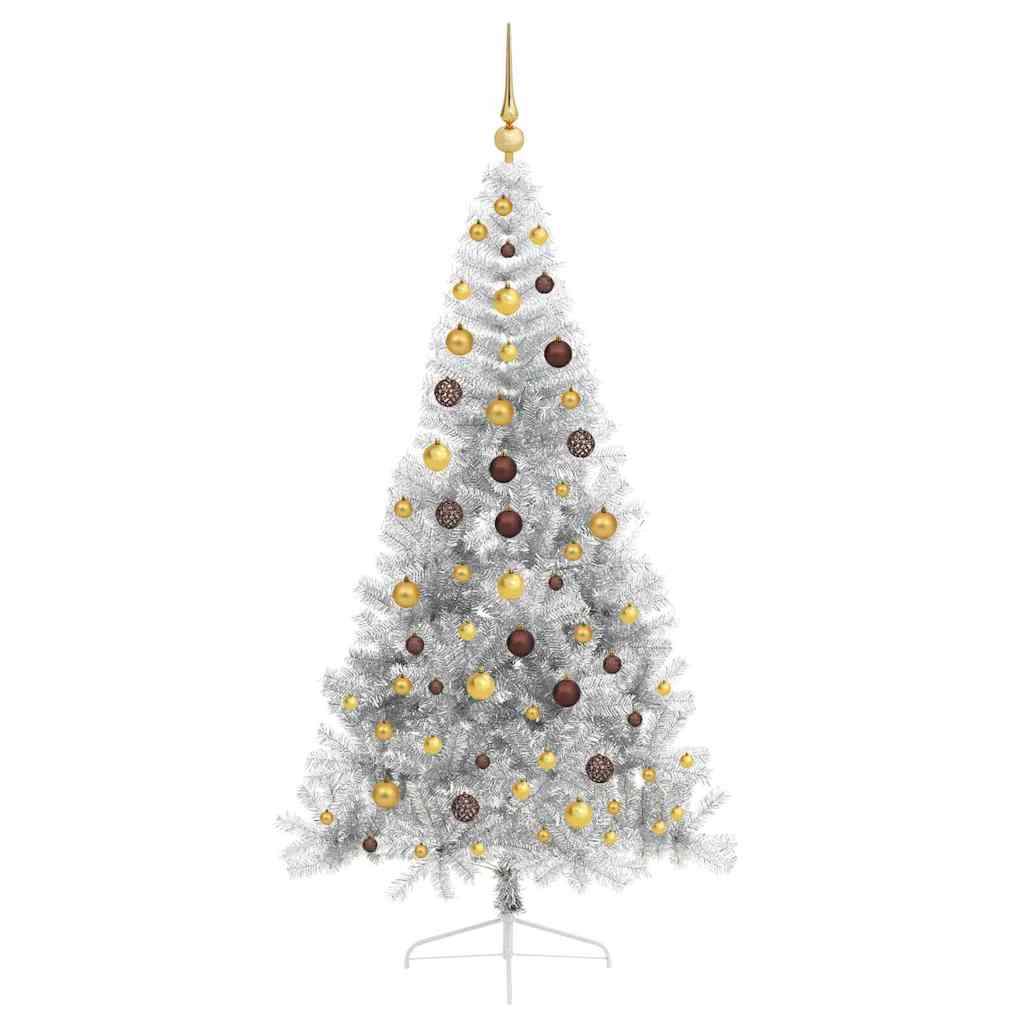 Albero di Natale artificiale con luci integrate Argento 210 cm