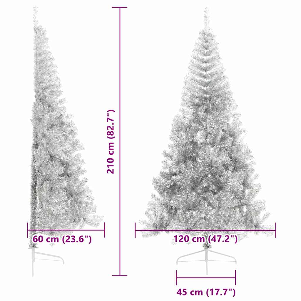 Albero di Natale artificiale con luci integrate Argento 210 cm