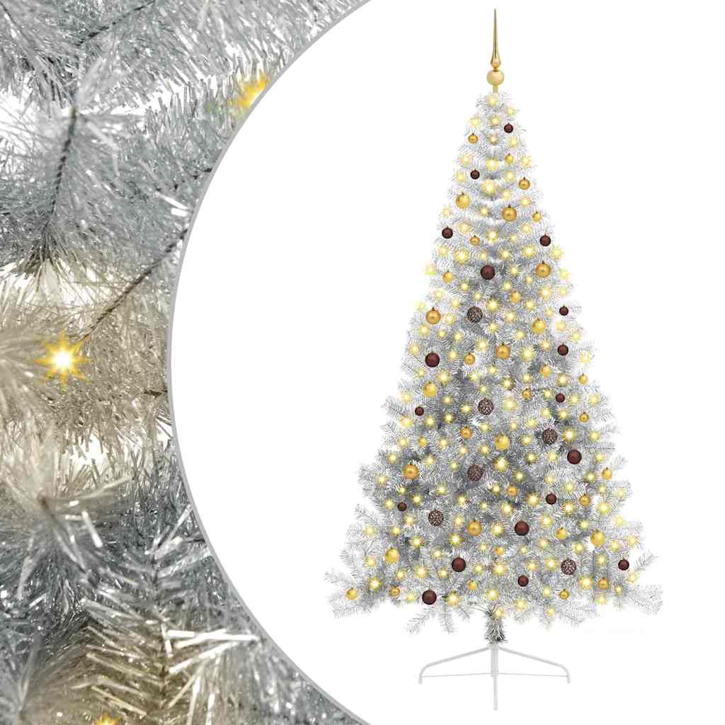 Albero di Natale artificiale con luci integrate Argento 240 cm