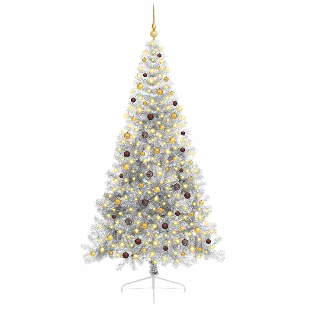 Albero di Natale artificiale con luci integrate Argento 240 cm