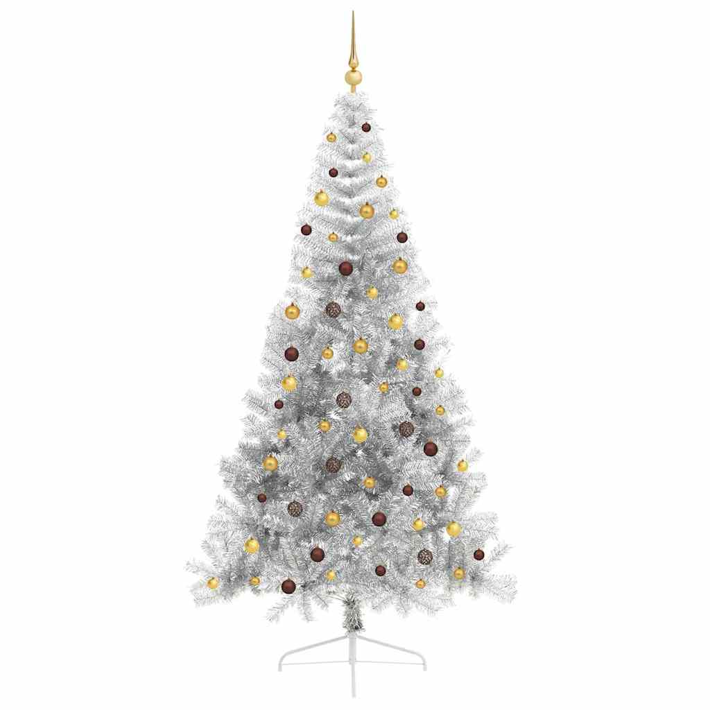 Albero di Natale artificiale con luci integrate Argento 240 cm
