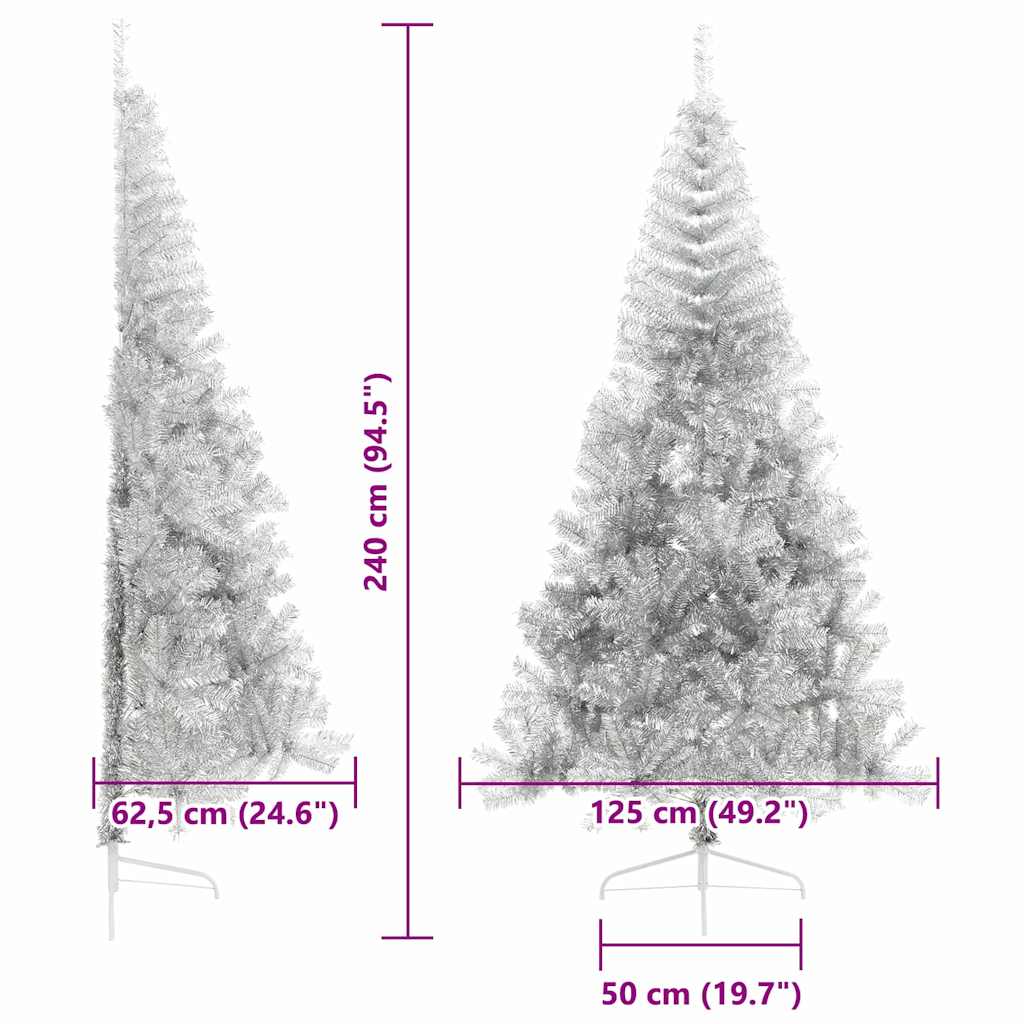 Albero di Natale artificiale con luci integrate Argento 240 cm