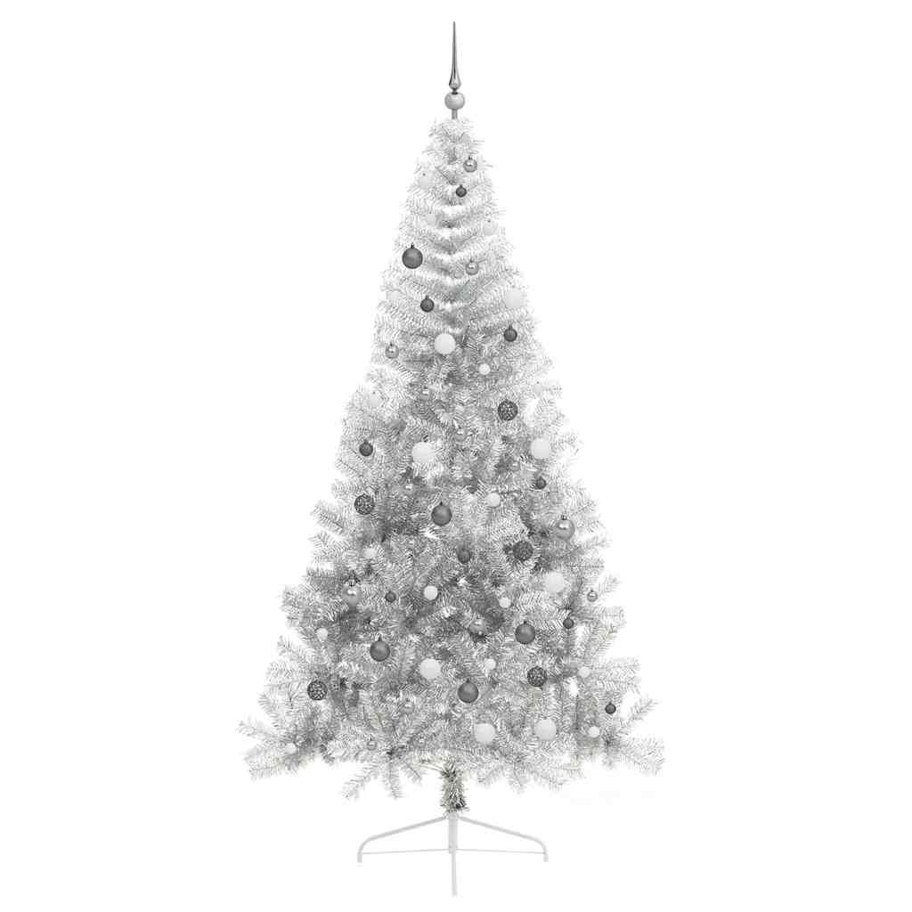 Albero di Natale artificiale con luci integrate Argento 240 cm