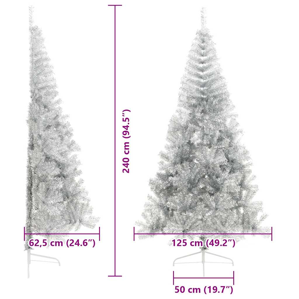 Albero di Natale artificiale con luci integrate Argento 240 cm
