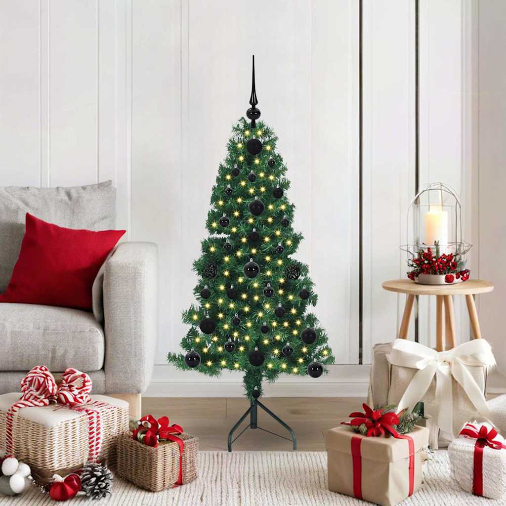 Albero di Natale Artificiale Angolare con 150 LED Verde 120 cm
