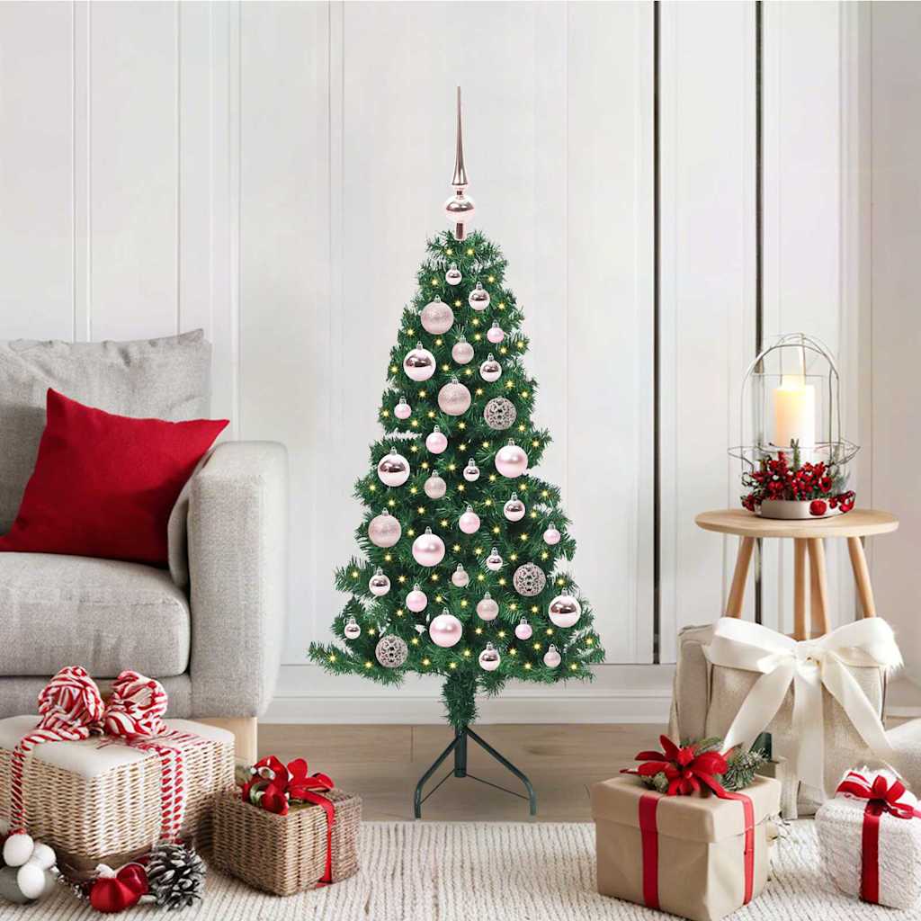 Albero di Natale Artificiale Angolare con 150 LED Verde 120 cm