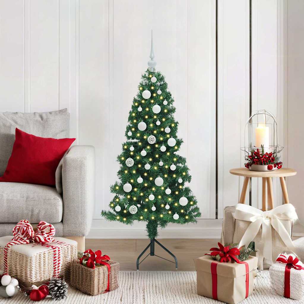 Albero di Natale Artificiale Angolare con 150 LED Verde 120 cm