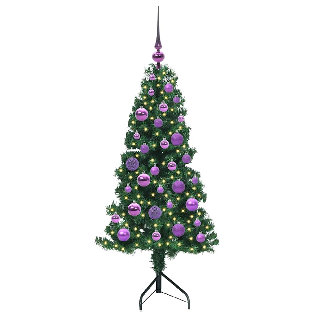 Albero di Natale Artificiale Angolare con 150 LED Verde 120 cm
