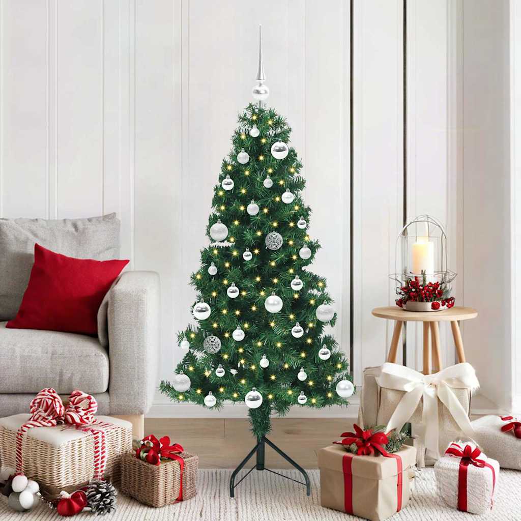 Albero di Natale Artificiale Angolare con 150 LED Verde 150 cm