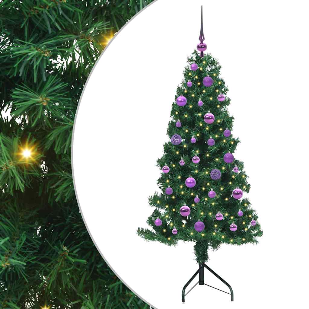 Albero di Natale Artificiale Angolare con 150 LED Verde 150 cm