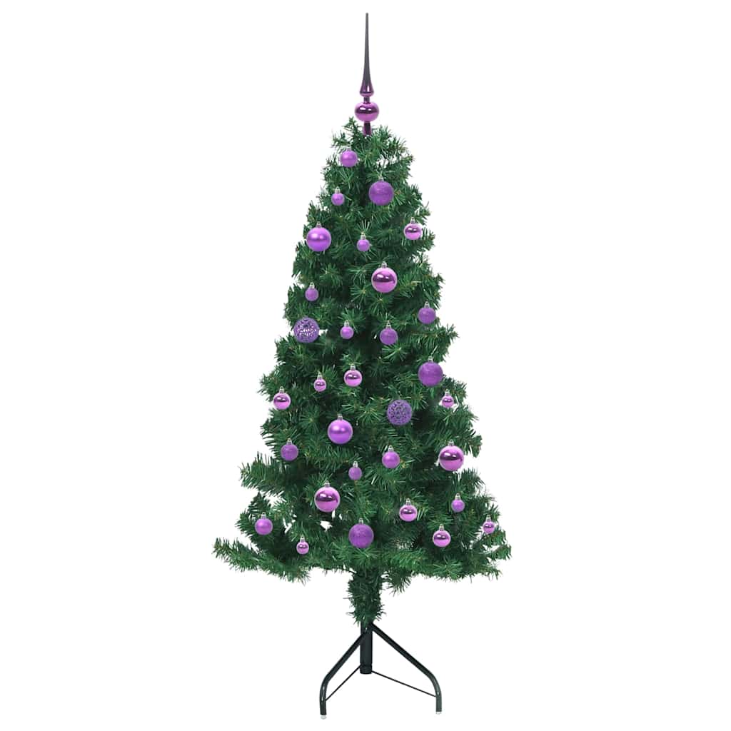 Albero di Natale Artificiale Angolare con 150 LED Verde 150 cm
