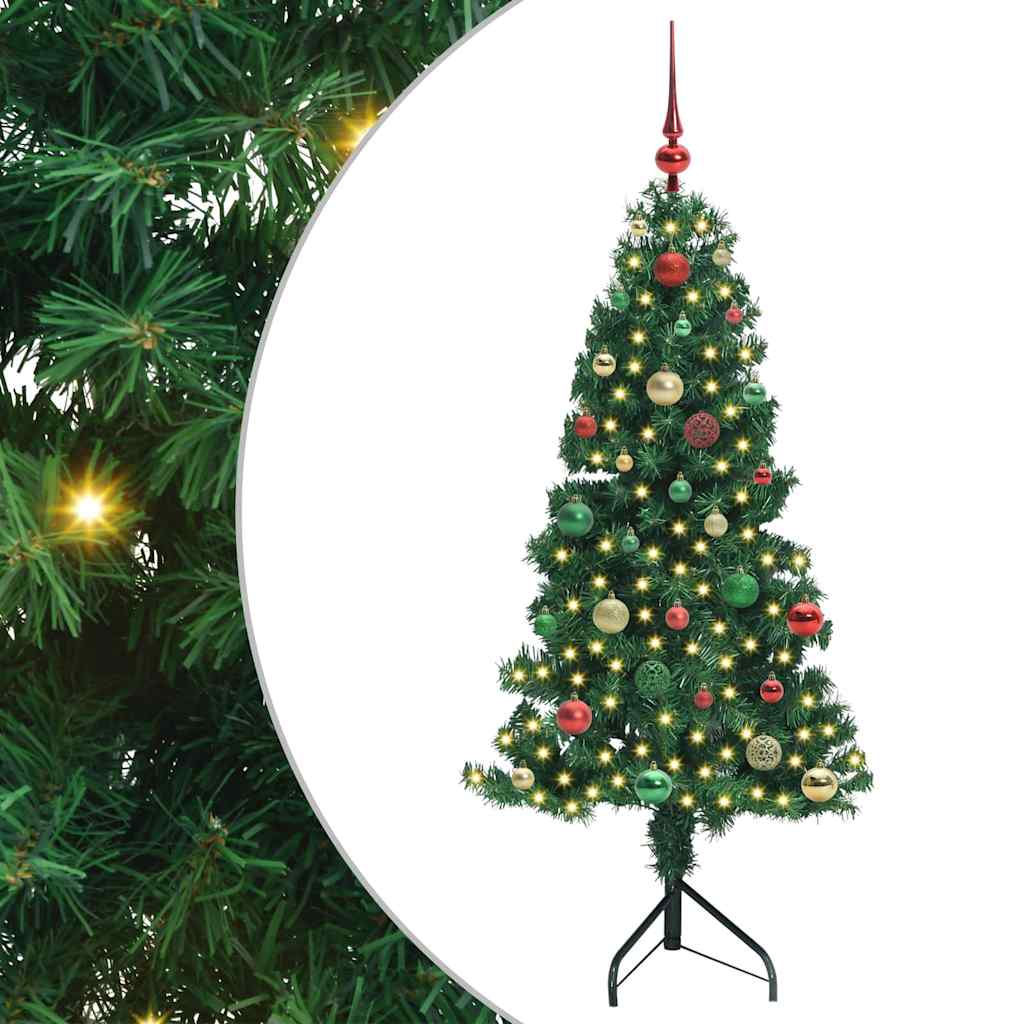 Albero di Natale Artificiale Angolare con 150 LED Verde 150 cm