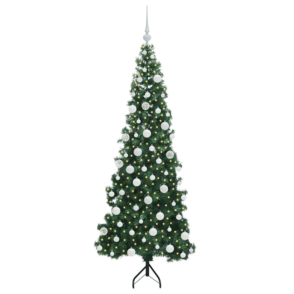 Albero di Natale Artificiale Angolare con 300 LED Verde 180 cm