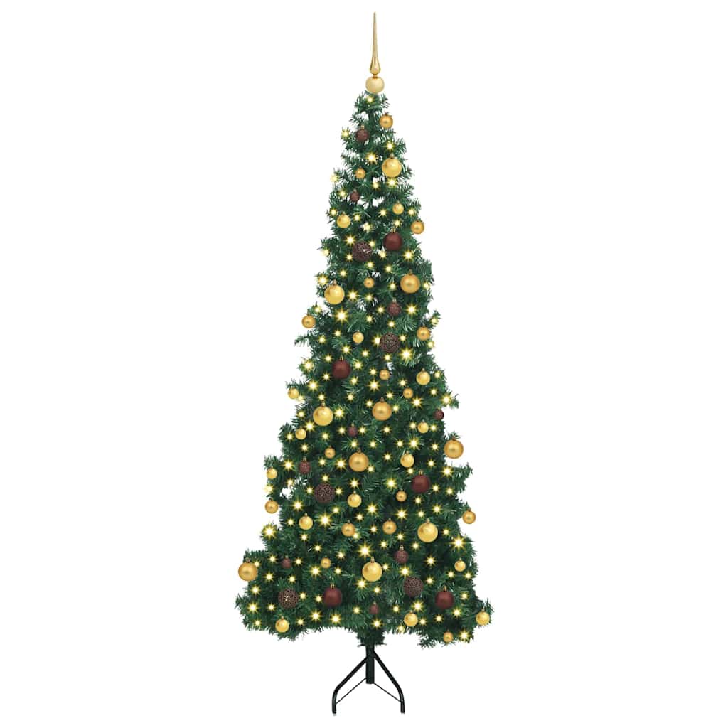Albero di Natale Artificiale Angolare con 300 LED Verde 210 cm