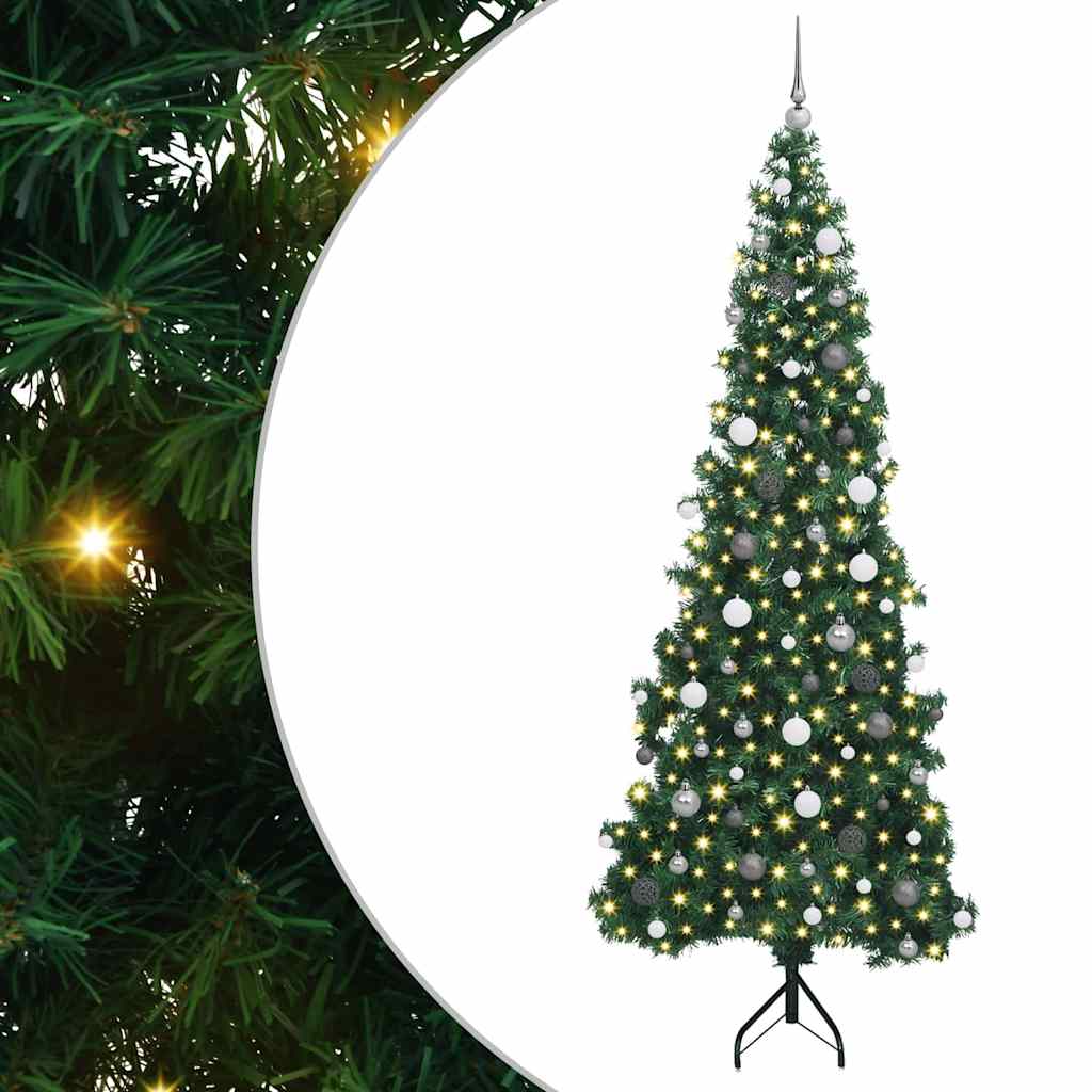 Albero di Natale Artificiale Angolare con 300 LED Verde 240 cm
