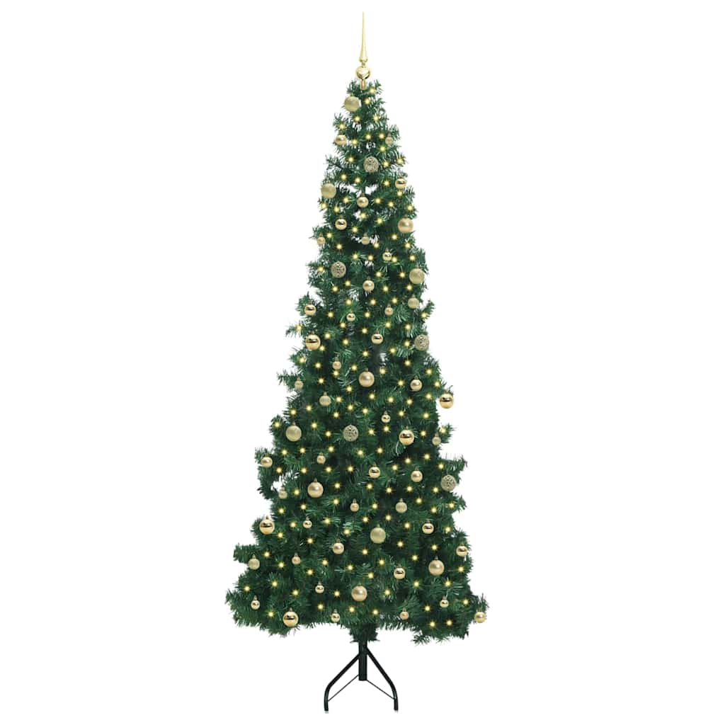 Albero di Natale Artificiale Angolare con 300 LED Verde 240 cm