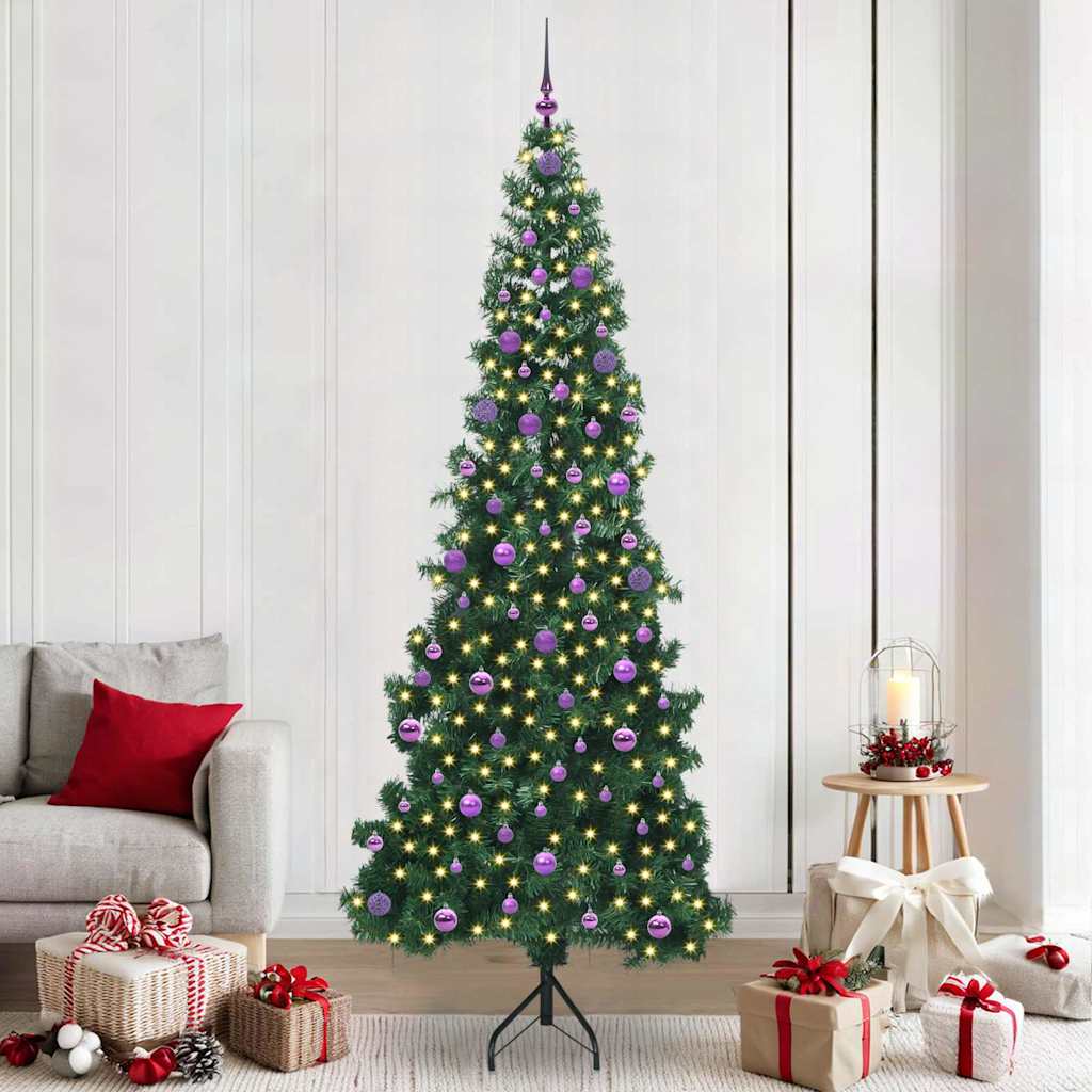 Albero di Natale Artificiale Angolare con 300 LED Verde 240 cm