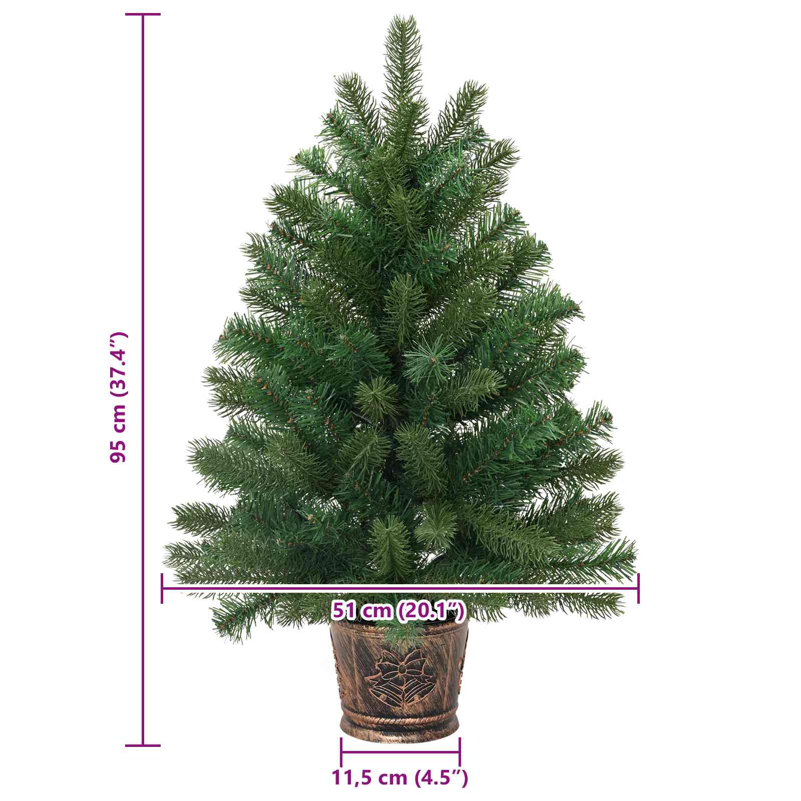 Albero di Natale artificiale con 150 LED Verde 95 cm PE e PVC