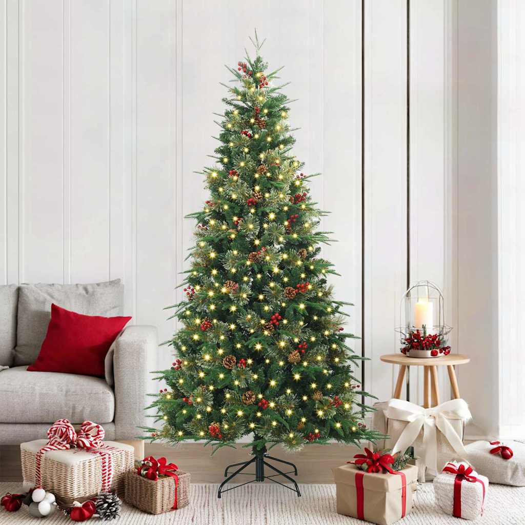 Albero di Natale Artificiale con Rami Pieghevoli Verde 210 cm