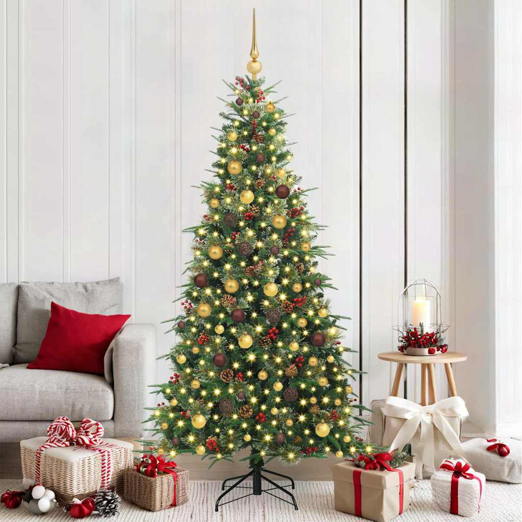 Albero di Natale Artificiale con Rami Pieghevoli Verde 210 cm